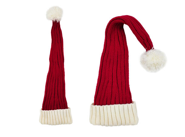 Nisselue ribbestrikket Rød m/hvit 65cm 