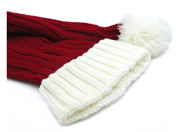 Nisselue ribbestrikket Rød m/hvit 65cm 