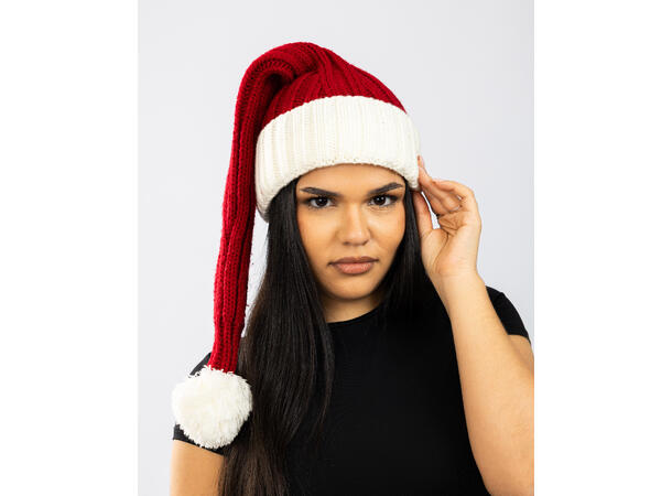 Nisselue ribbestrikket Rød m/hvit 65cm 