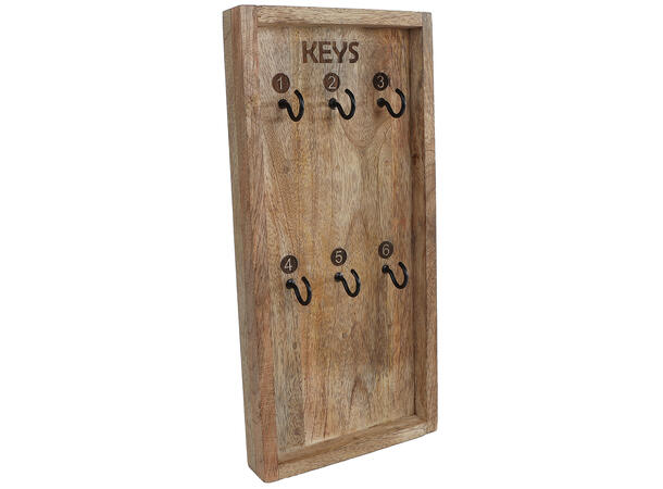 Nøkkelskap mangotre 6 kroker 32x15x3cm 