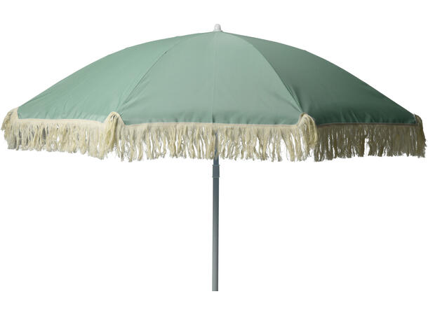 Parasoll grønn m/frynser 156x176cm Hvit stålstang,UPF30+, polyester 140g/m² 