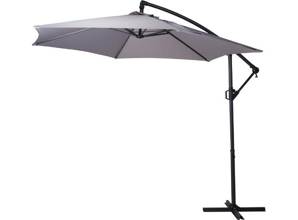 Parasoll lysegrå med stativ/sveiv 300cm 