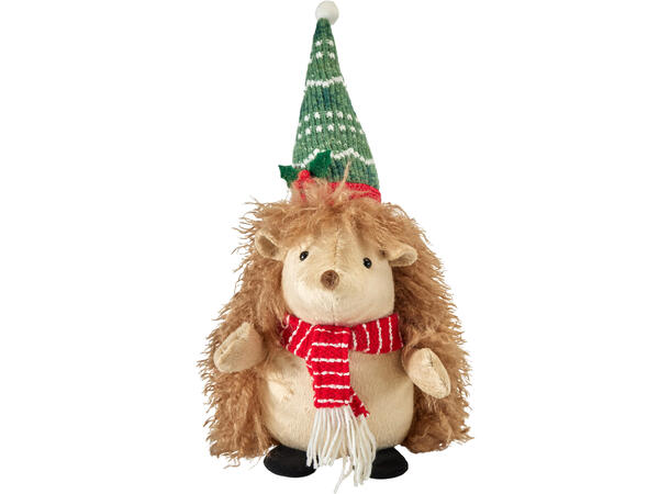 Pinnsvin sitttende beige pels 40cm 2ass Polyester. m/sand fyll 