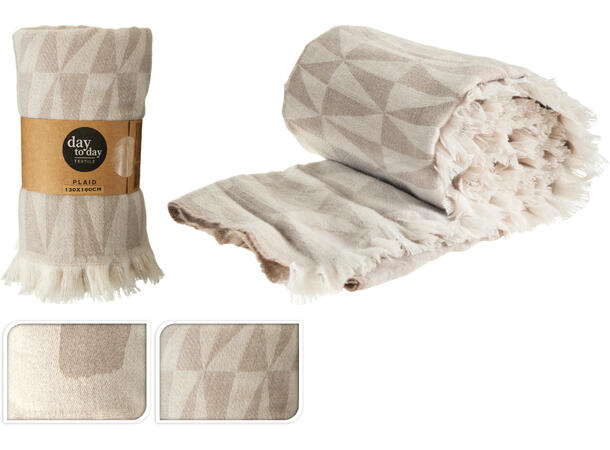 Pledd m/dusker Krem Beige 130x160cm 2ass Polyester 