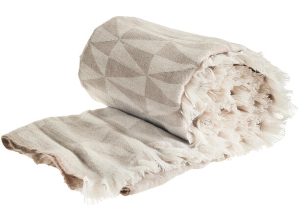 Pledd m/dusker Krem Beige 130x160cm 2ass Polyester 