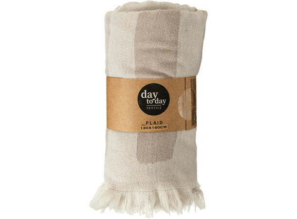 Pledd m/dusker Krem Beige 130x160cm 2ass Polyester 