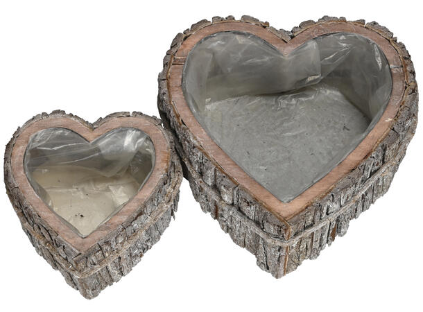 Potteskjuler hjerte grålig bambus s/2 17,5x17,5x8,5cm 26x26x10cm 