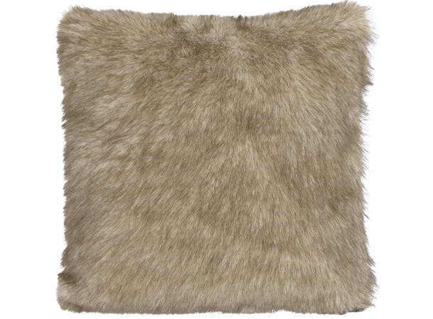 Pute brunbeige pels m/fyll 40x40cm 