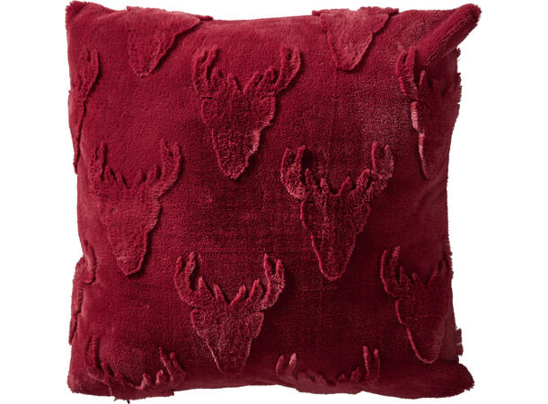 Pute reinsdyrhode plysj 45x45cm 4ass Polyester Rød Grønn Hvit Beige 