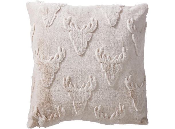 Pute reinsdyrhode plysj 45x45cm 4ass Polyester Rød Grønn Hvit Beige 