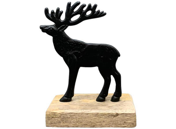 Reinsdyr sort metall mangotre 10x5x13cm 