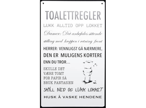 Skilt avlangt Toalettregler 16x27cm Metall 