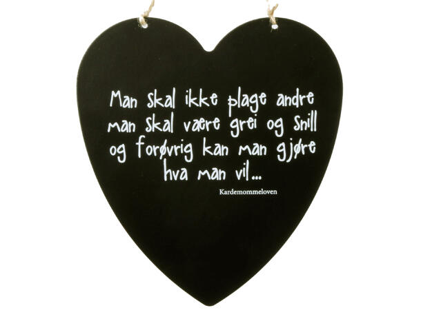 Skilt hjerte stort Kardemommeloven 16x17cm Metall 