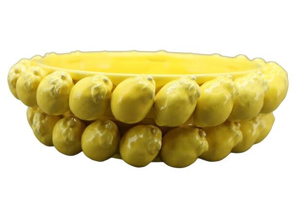 Skål gul porselen med sitron 35x11,5cm 