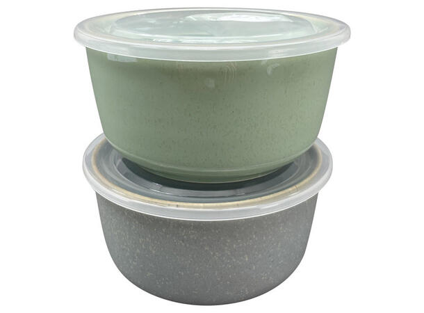 Skål m/lokk grå/grønn porselen 13x7cm Forpk 8stk 