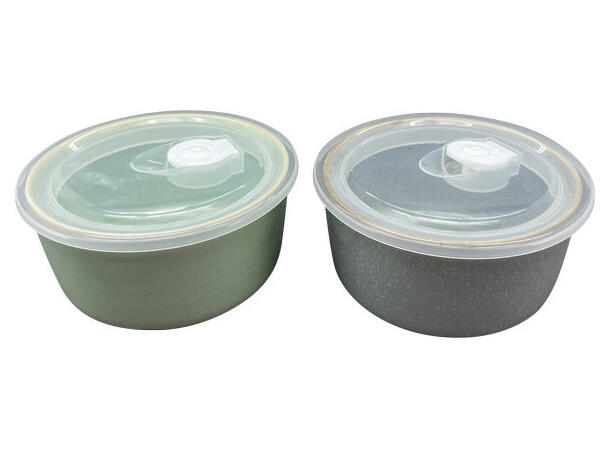 Skål m/lokk grå/grønn porselen 13x7cm Forpk 8stk 