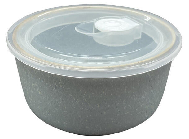 Skål m/lokk grå/grønn porselen 13x7cm 