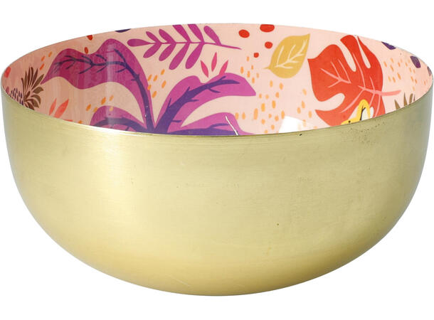 Skål metall blomstret emalje 20x9cm 2ass 