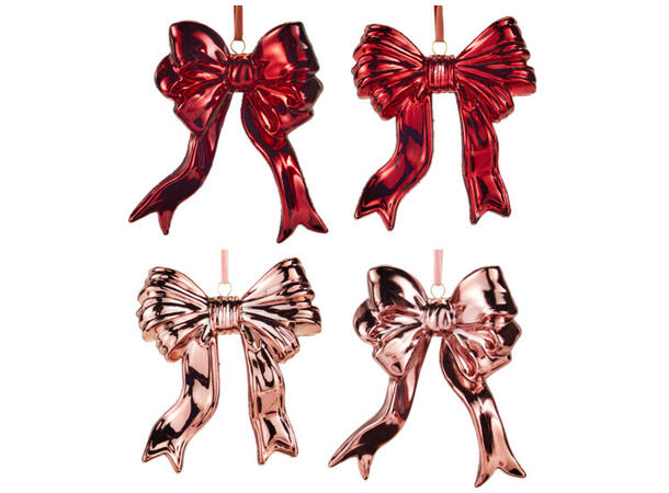 Sløyfe rød burg akryl PE 9x9,5cm 4ass Display 48stk 