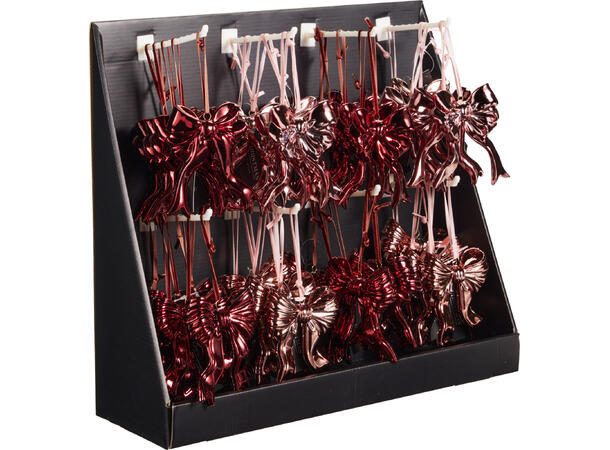 Sløyfe rød burg akryl PE 9x9,5cm 4ass Display 48stk 