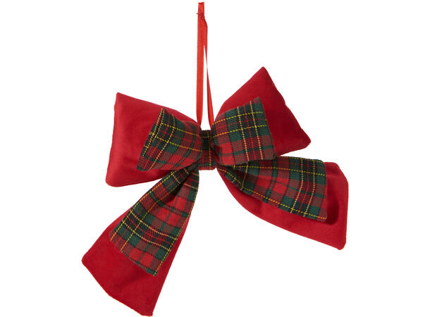 Sløyfe rød rutemønster 16x22cm 