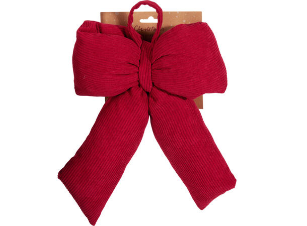 Sløyfe stoff rød puffet 22x11cm 