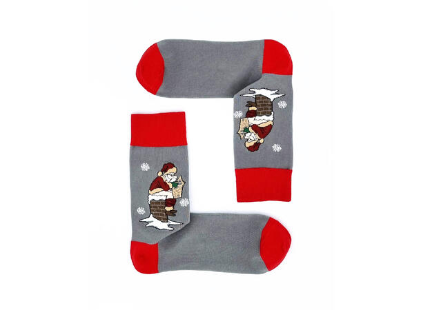 Sokk grå m/nisse i pipe 41-47 75% bomull, 22% polyester, 3% elastan 
