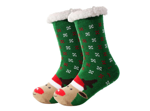 Sokk kose grønn m/reinsdyr voksen 80% akryl, 20% polyester 