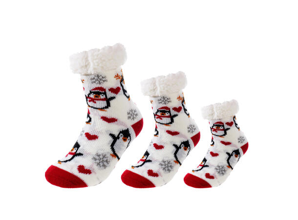 Sokk kose hvit m/pingvin barn L 80% akryl, 20% polyester 