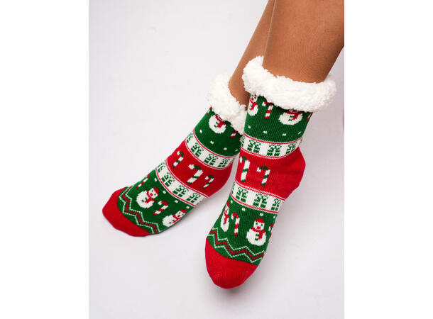 Sokk kose rød,grønn,hvit voksen 80% akryl, 20% polyester 