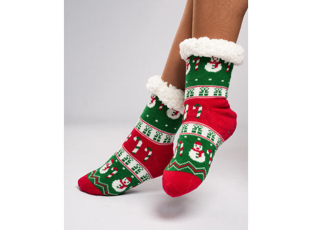 Sokk kose rød,grønn,hvit voksen 80% akryl, 20% polyester 