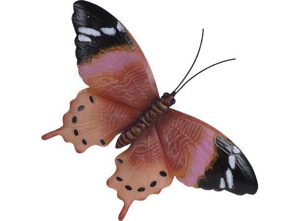 Sommerfugl metall veggdekor 44x31cm 6ass 