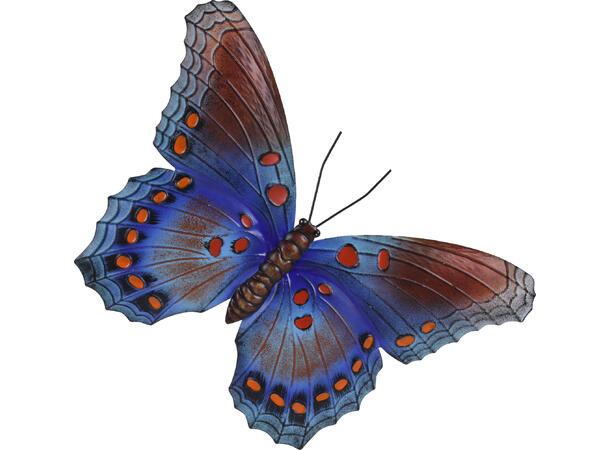 Sommerfugl metall veggdekor 44x31cm 6ass 