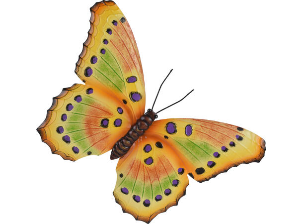 Sommerfugl metall veggdekor 44x31cm 6ass 