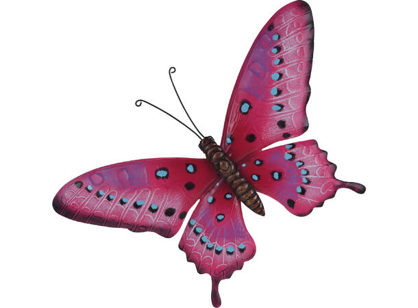 Sommerfugl metall veggdekor 44x31cm 6asx 