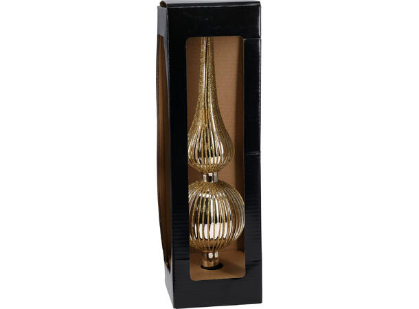 Spyd til juletre gull glass 8x30cm Gaveeske 