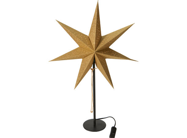 Stjerne gull bordlame d:45cm h:65cm Ledning: 1,9 meter E14 pære 