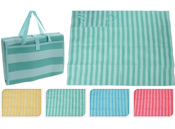 Strandmatte stripet 200x150cm 4ass Vekt: 520g 