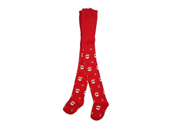 Strømpebukse barn rød m/nisse 5-7år 70% bomull, 27% polyester, 3% elastan 