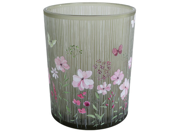 Telysglass rosa/grønn 10x12,5cm 2ass Forpk 6stk 