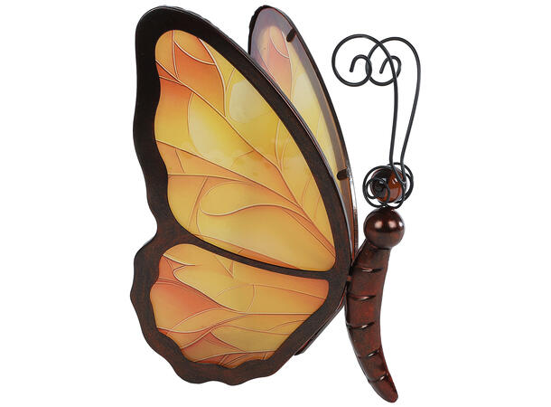 Telysholder sommerfugl glass/metall 25cm Amber17,5x14x25cm 