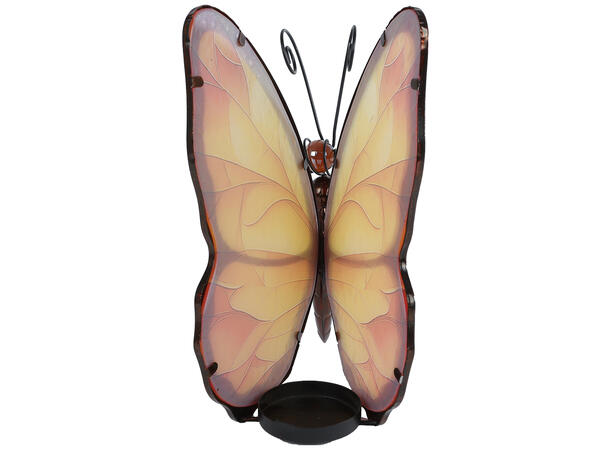 Telysholder sommerfugl glass/metall 25cm Amber17,5x14x25cm 