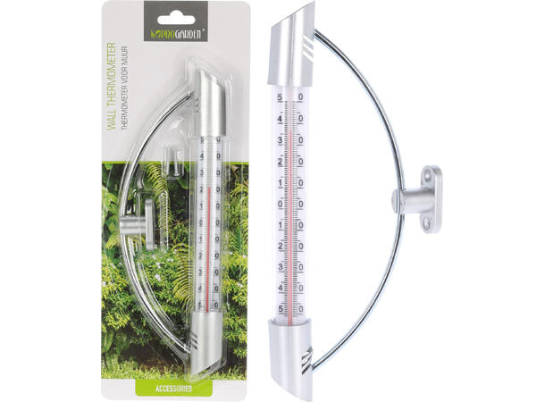 Termometer vegg 8x23cm sølvfarget PS 