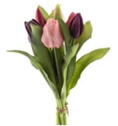 Tulipan bukett rosa/lilla kunstig 31cmx