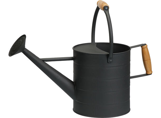 Vannkanne mørk grå metall 42x17x19cm Trehåndtak på topp og side. 