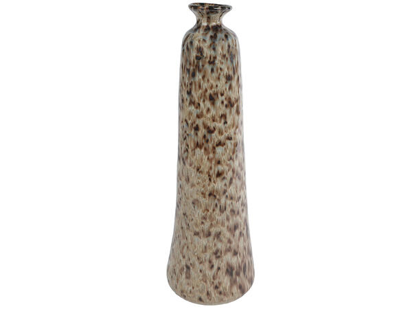 Vase beige brun spettet keramikk h:36cm Forpakn.2stk 