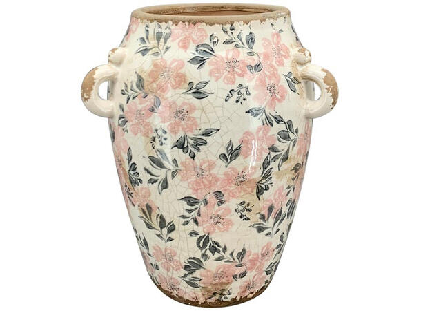 Vase blomstret keramikk 19x19x22,5cm Forpakning: 2stk 