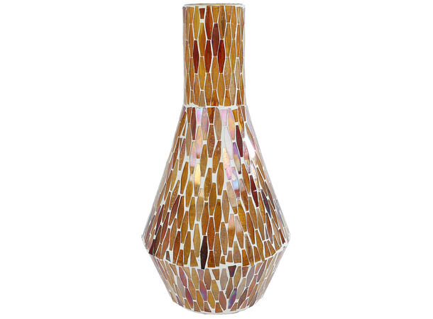 Vase brun/amber mosaikk glass 18x31cm Forpak. 6stk 