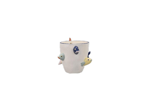 Vase fiskedekor porselen 25,5x25,5x19cm 