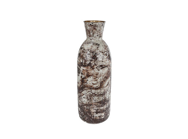 Vase krem/brun mosaikk metall 11x20x58cm 